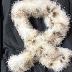 Elegant Faux Fur Scarf - Cream and Brown